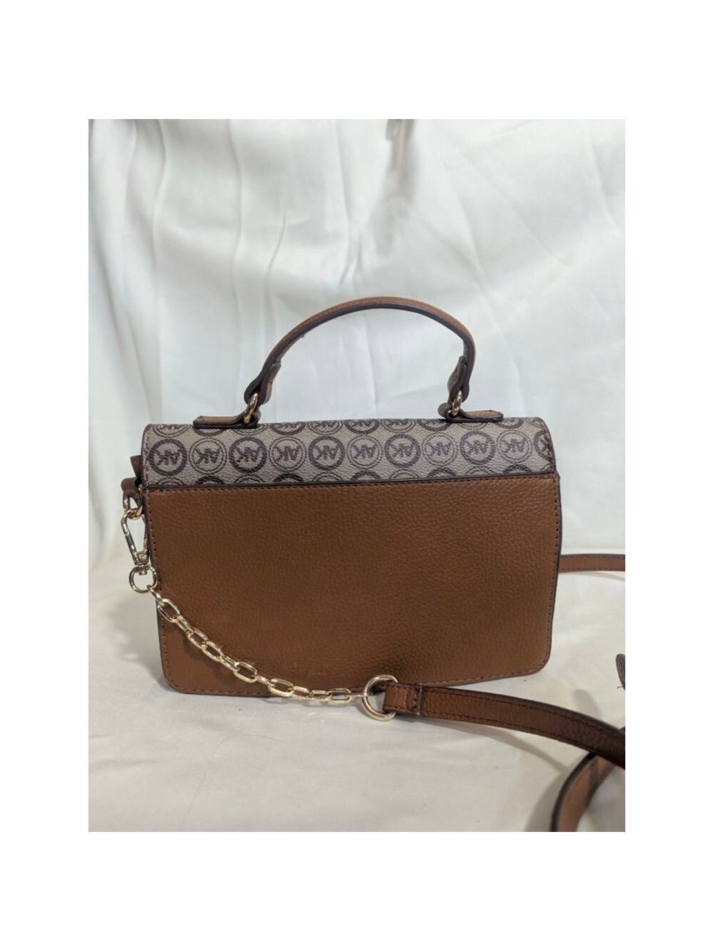 Anne Klein Logo Crossbody Convertible Shoulder Bag Brown Tan - Picture 4 of 13
